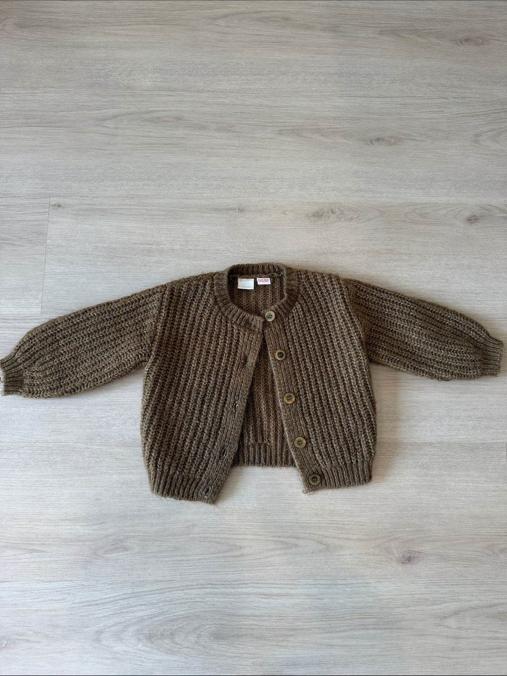 Hand-Knit Brown Kids Cardigan Jacket